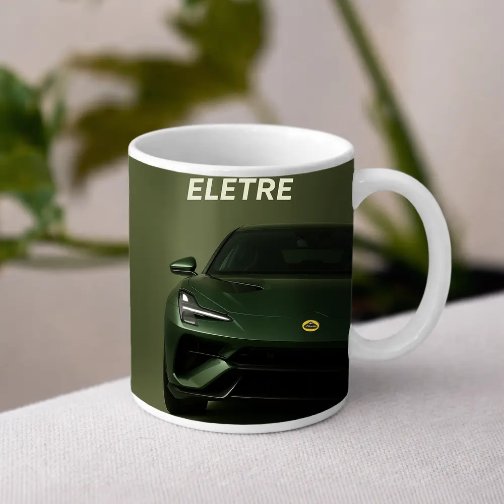 Lotus Eletre Green Electric Sports Car Front – Mugs