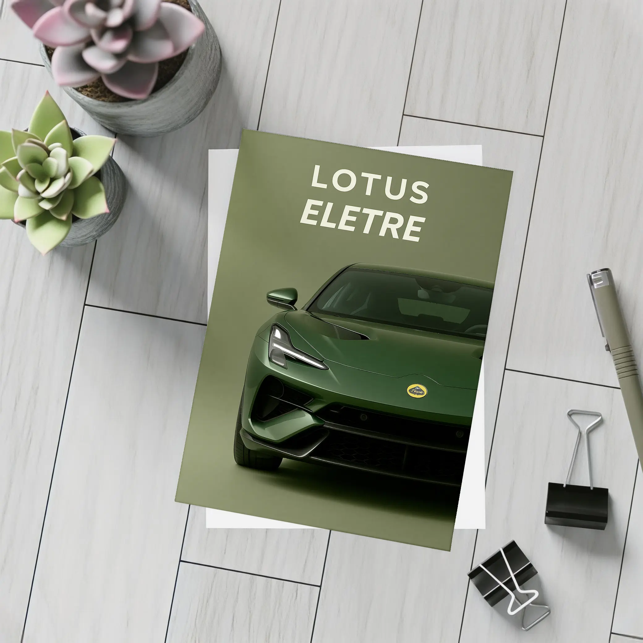 Lotus Eletre Green Electric Sports Car Front – Postcards