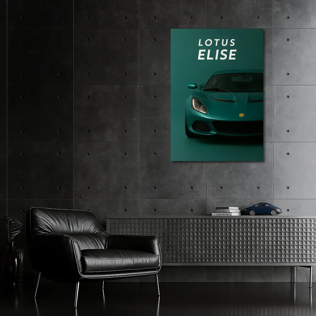 Lotus Elise Front View Green Background – Wall Art
