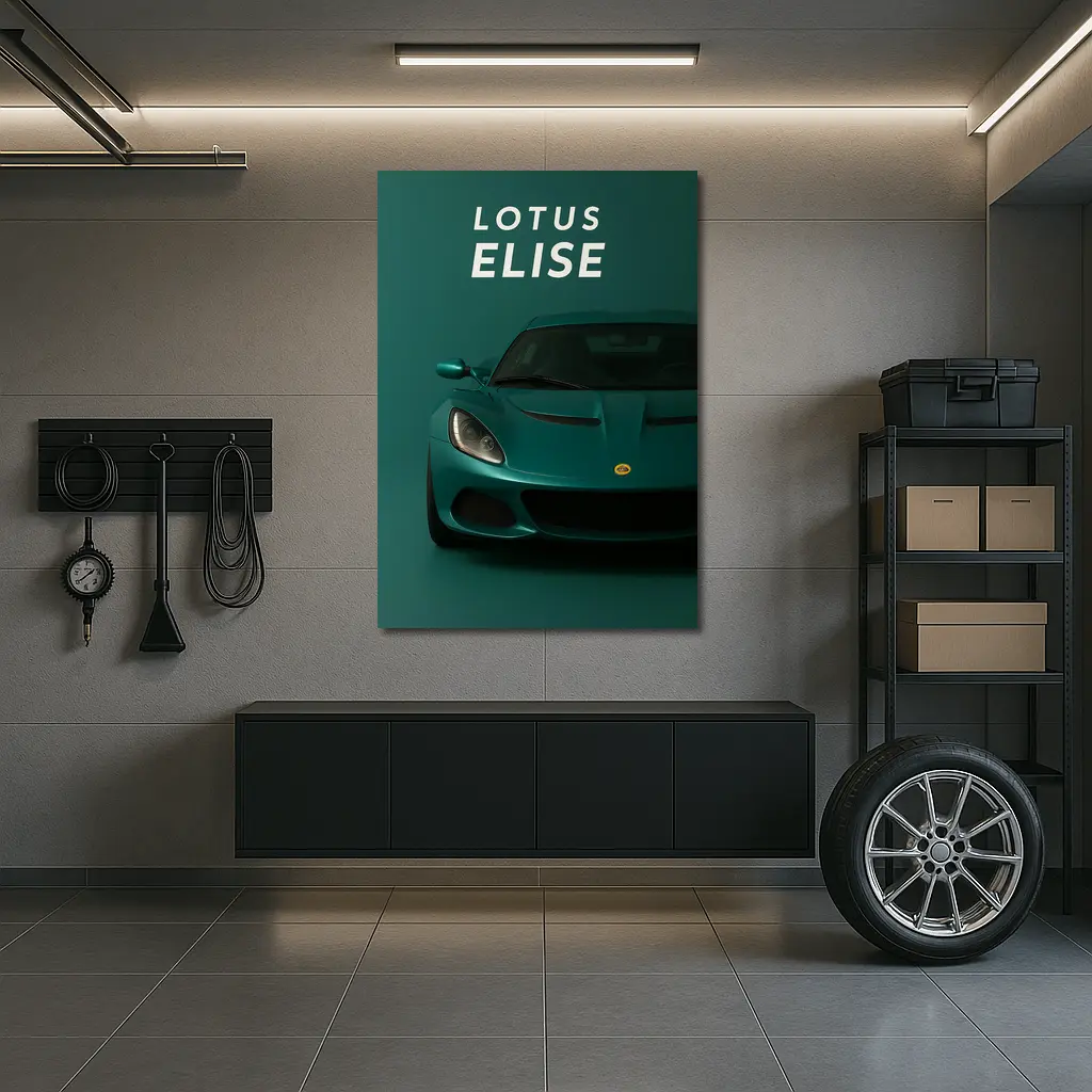 Lotus Elise Front View Green Background – Wall Art