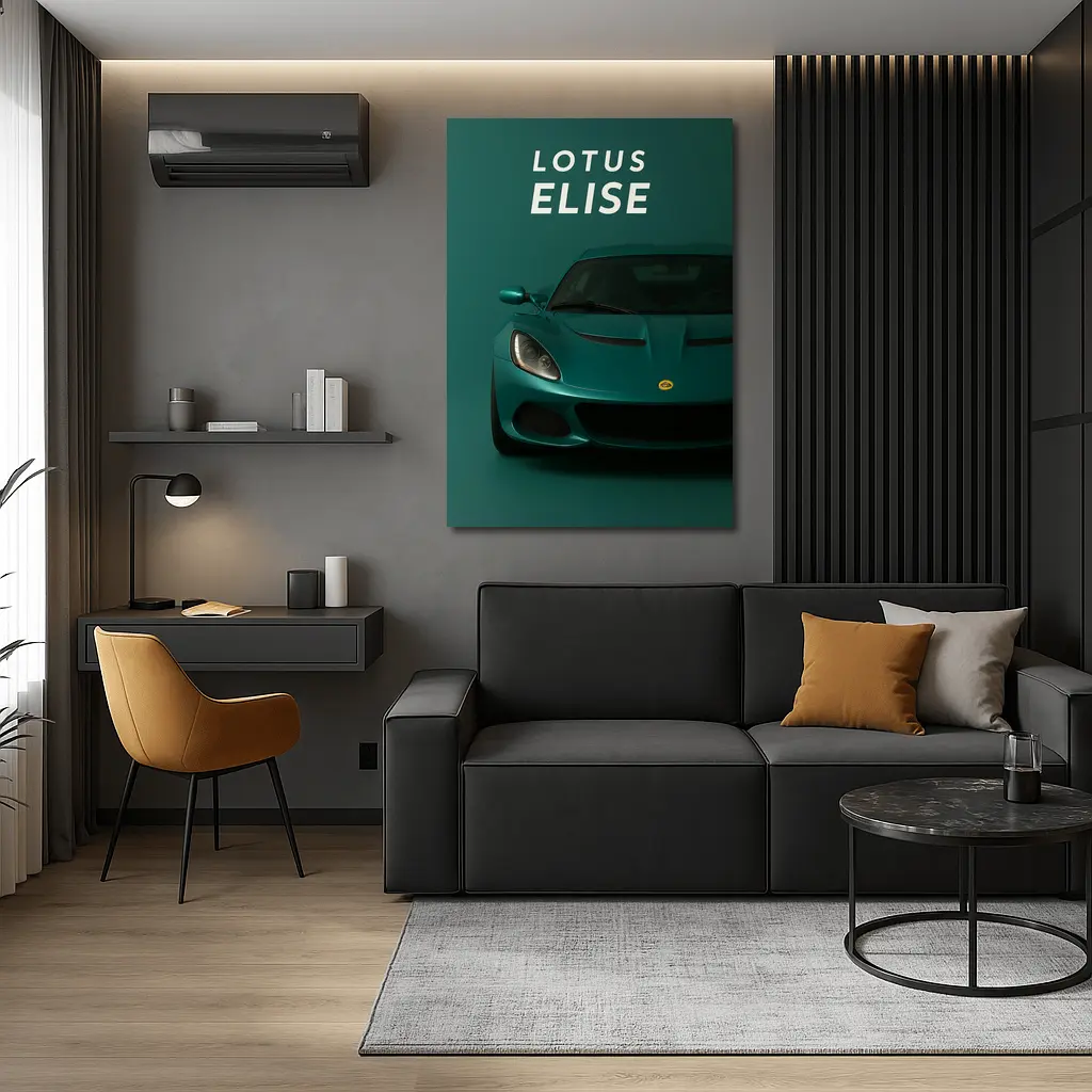 Lotus Elise Front View Green Background – Wall Art