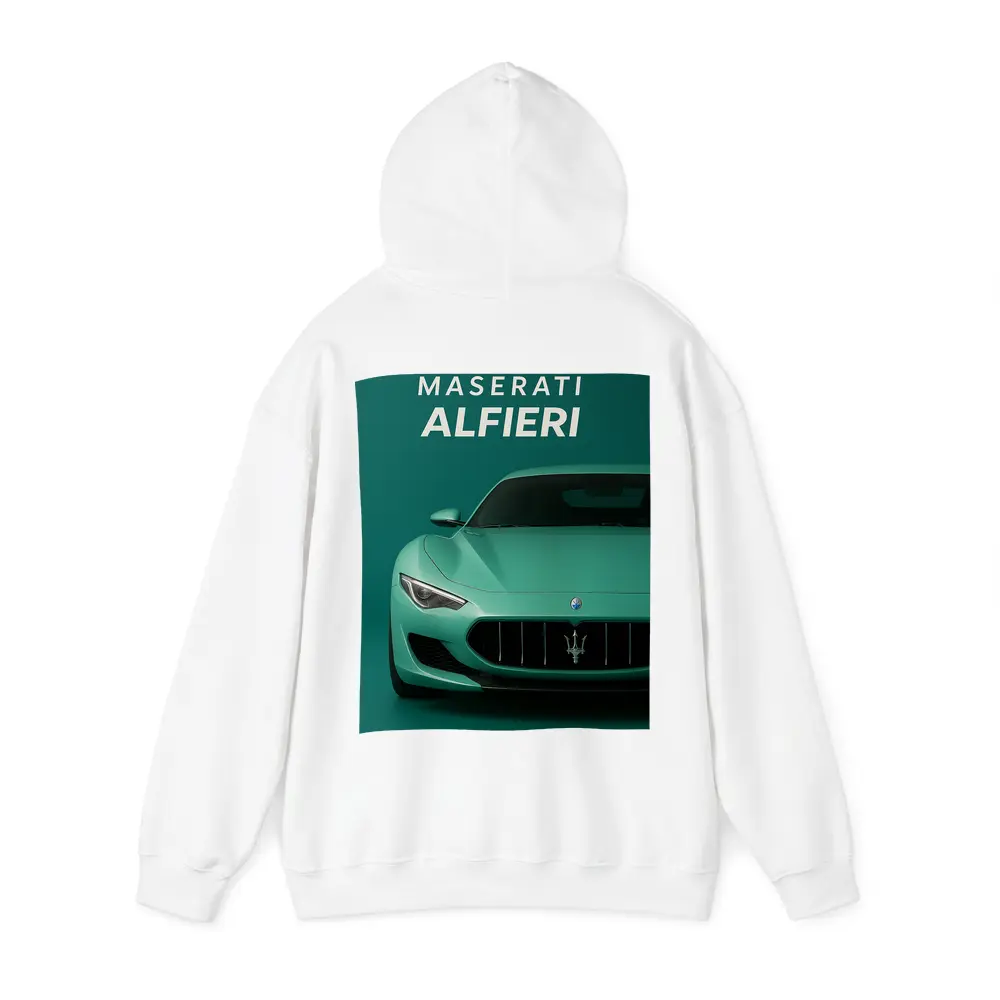 Maserati Alfieri Sports Car Teal Background – Hoodies