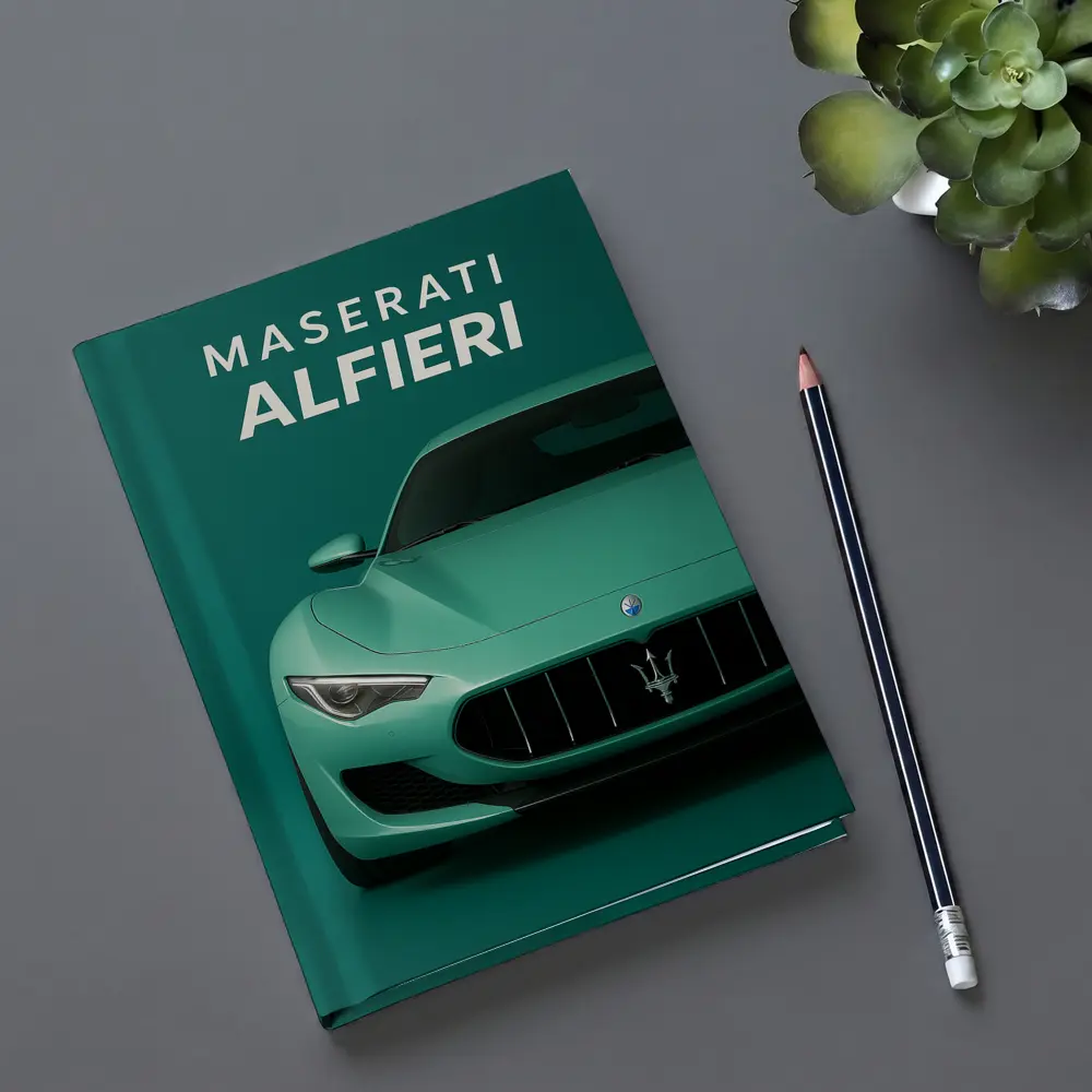 Maserati Alfieri Sports Car Teal Background – Notebooks