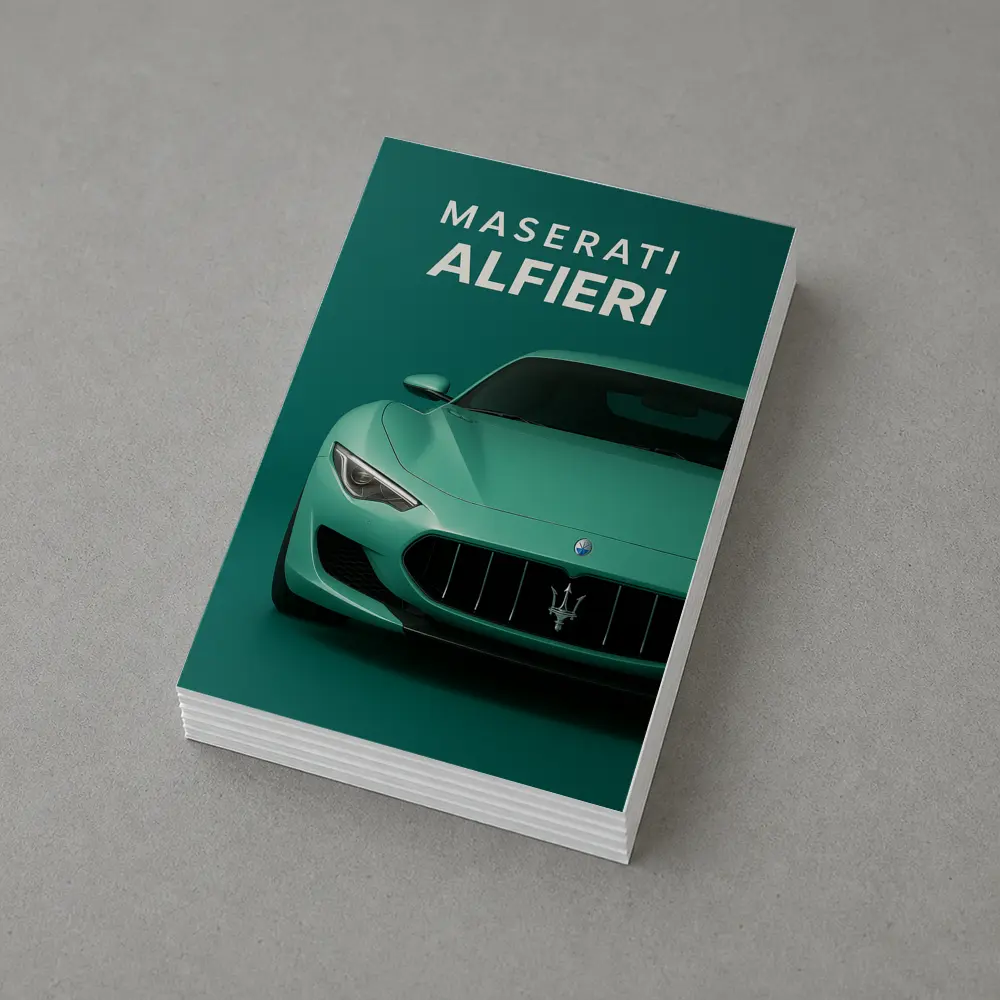 Maserati Alfieri Sports Car Teal Background – Postcards