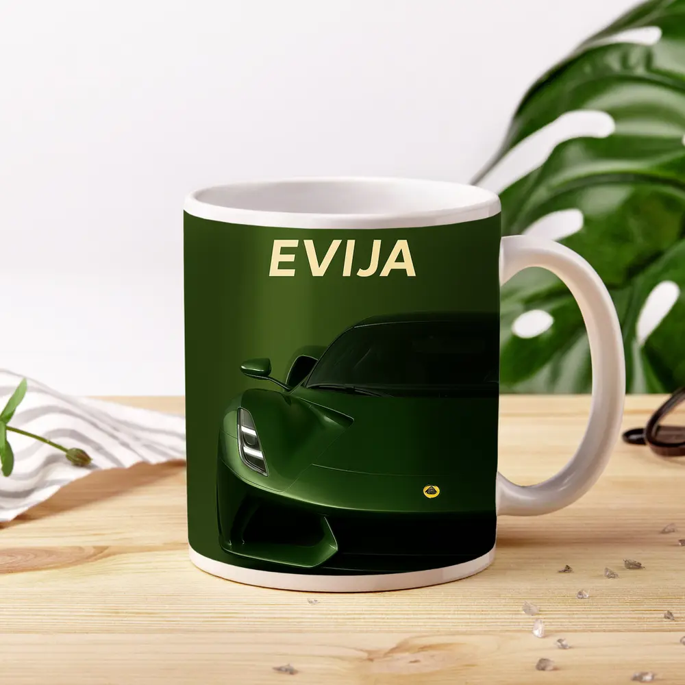 Lotus Evija Green Supercar Front View – Mugs
