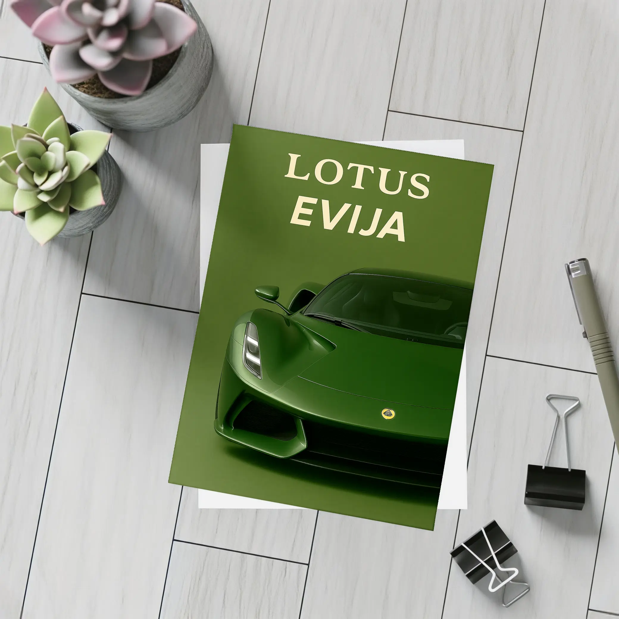 Lotus Evija Green Supercar Front View – Postcards
