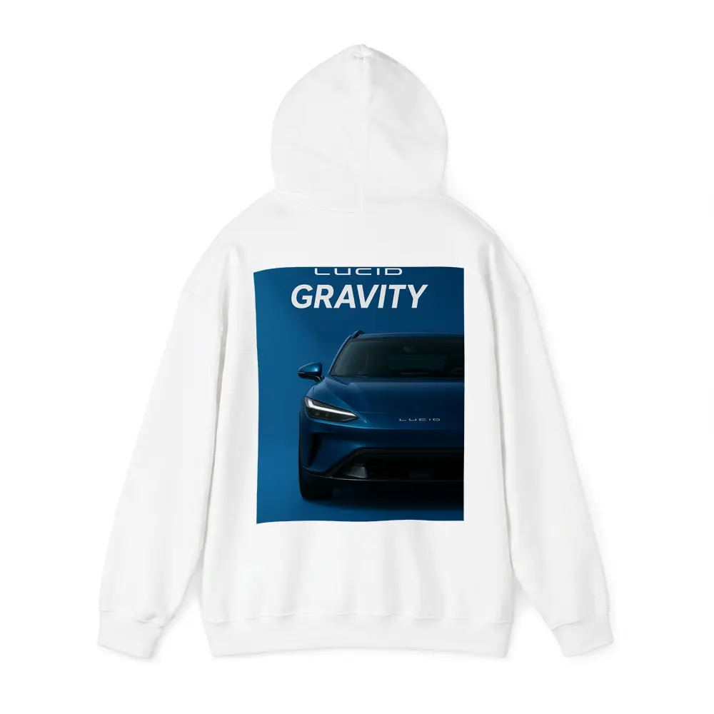 Lucid Gravity Electric SUV Blue Background – Hoodies