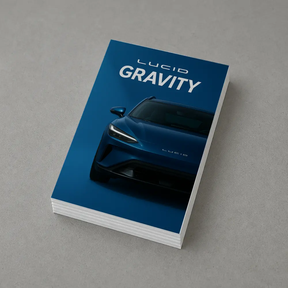 Lucid Gravity Electric SUV Blue Background – Postcards