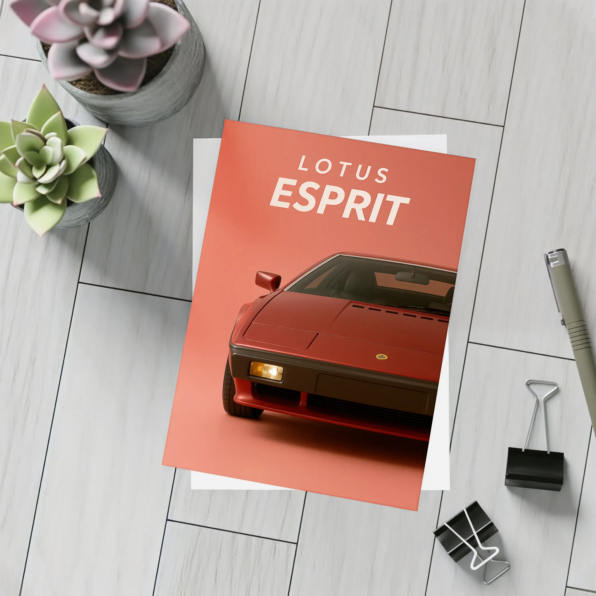 Lotus Esprit Red Minimal Car Art – Postcards