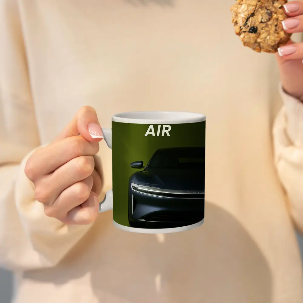 Lucid Air Electric Car Green Background – Mugs