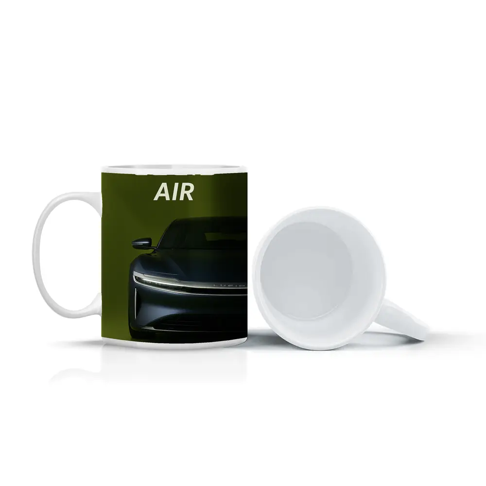 Lucid Air Electric Car Green Background – Mugs
