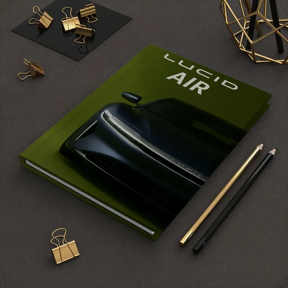 Lucid Air Electric Car Green Background – Notebooks