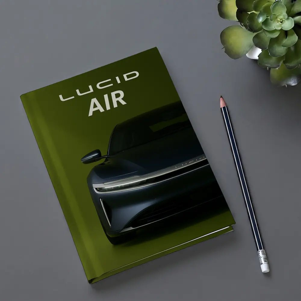 Lucid Air Electric Car Green Background – Notebooks