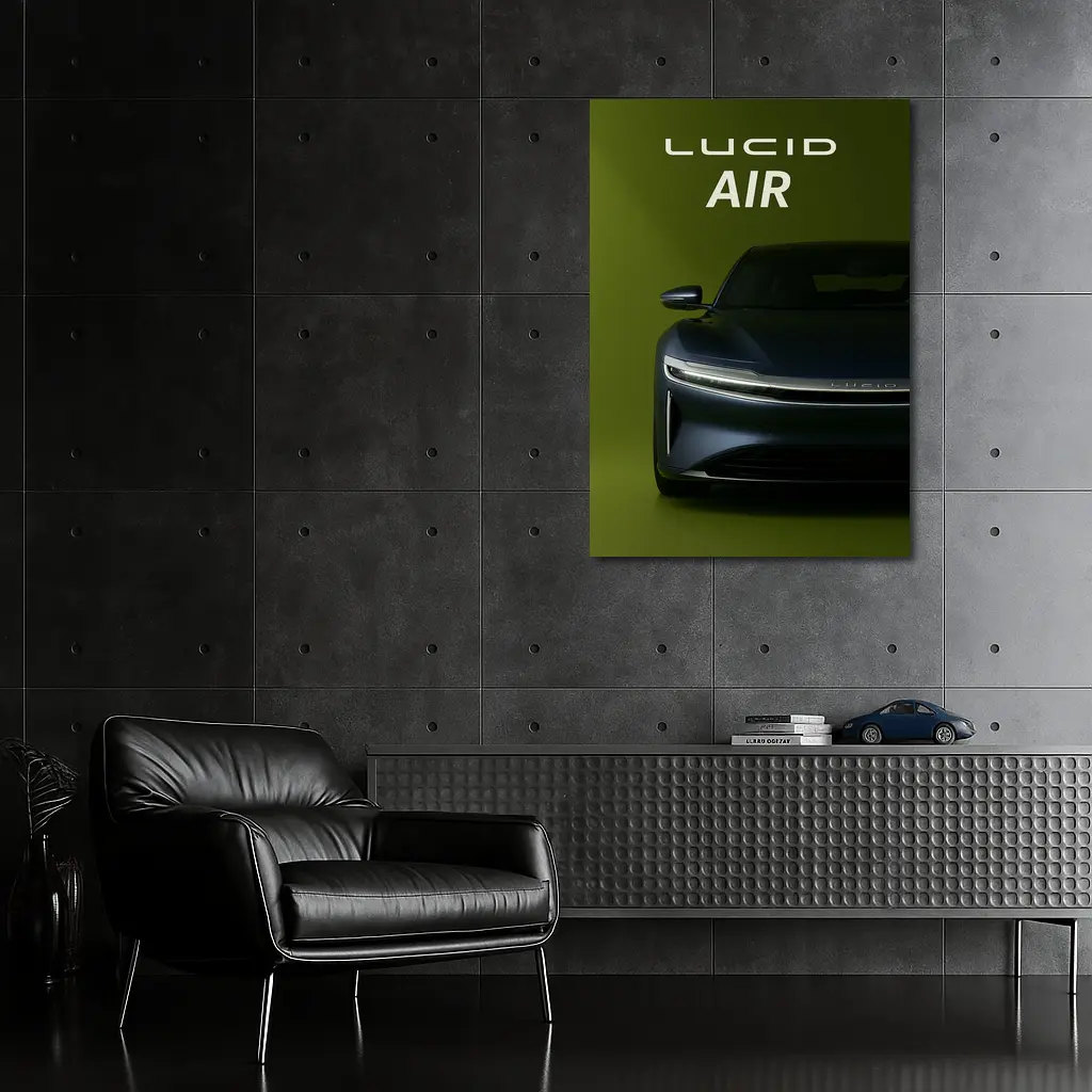 Lucid Air Electric Car Green Background – Wall Art