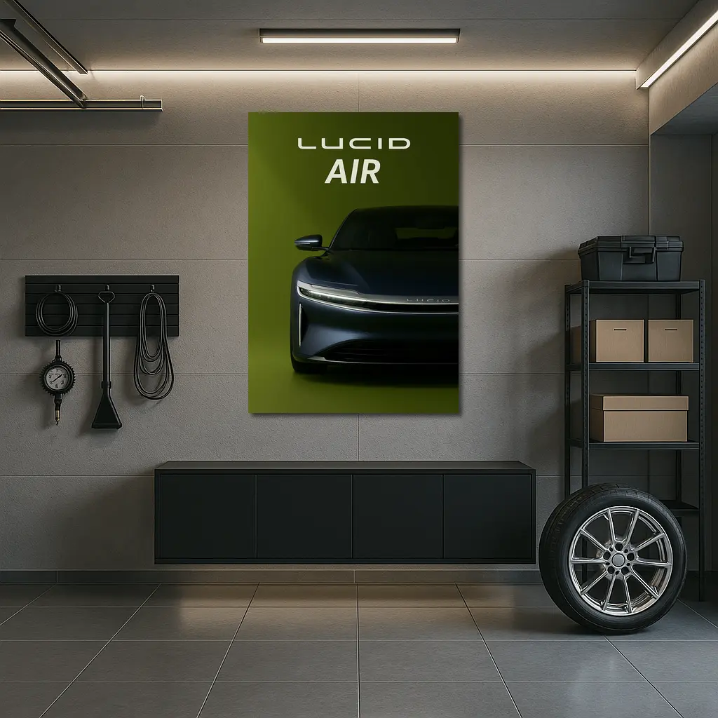 Lucid Air Electric Car Green Background – Wall Art