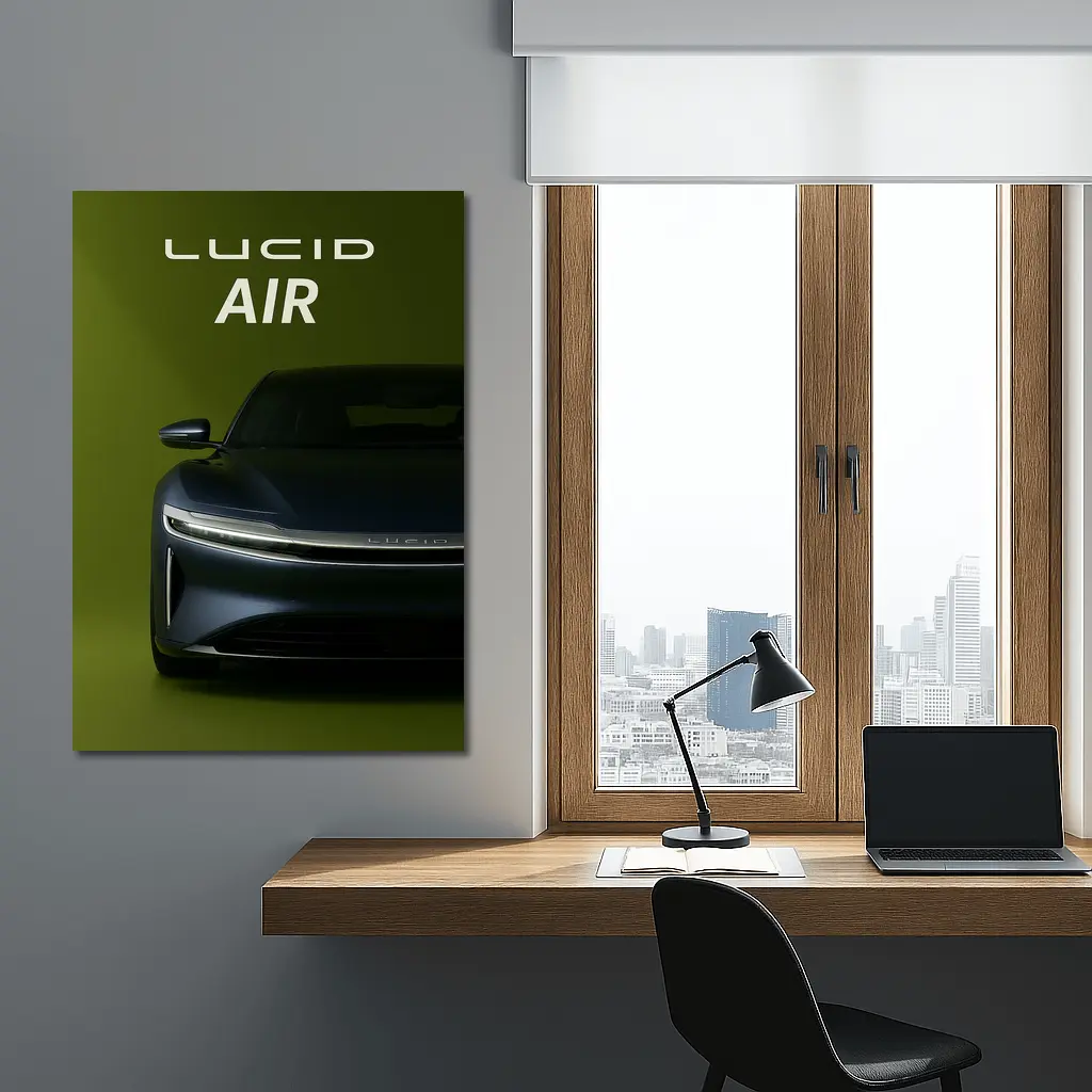 Lucid Air Electric Car Green Background – Wall Art