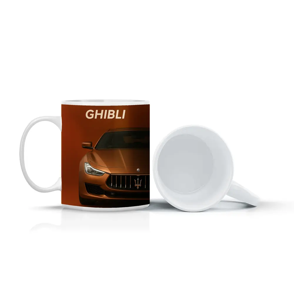 Maserati Ghibli Bronze Front View Art – Mugs