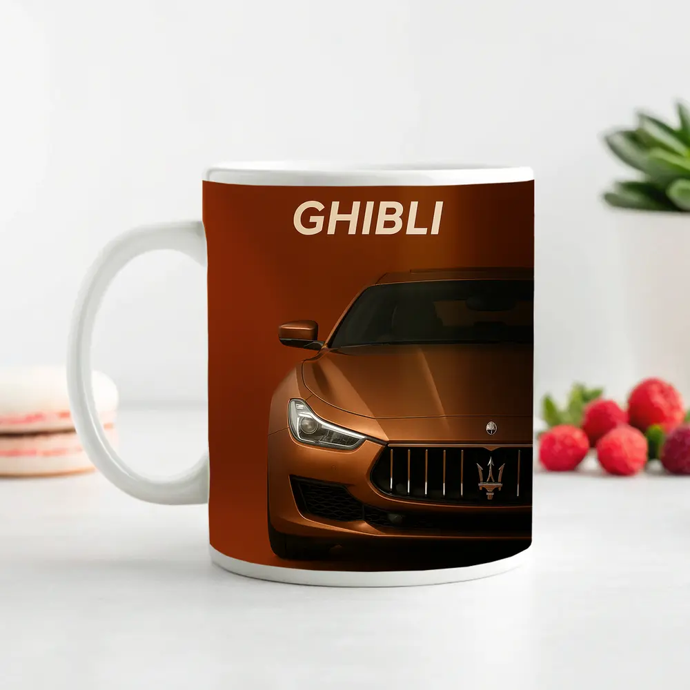 Maserati Ghibli Bronze Front View Art – Mugs