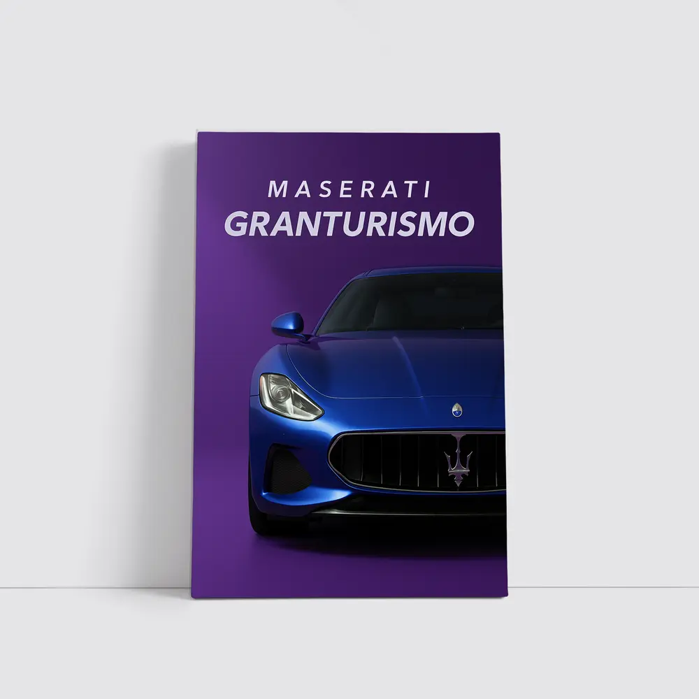 Maserati GranTurismo Blue On Purple Background – Wall Art