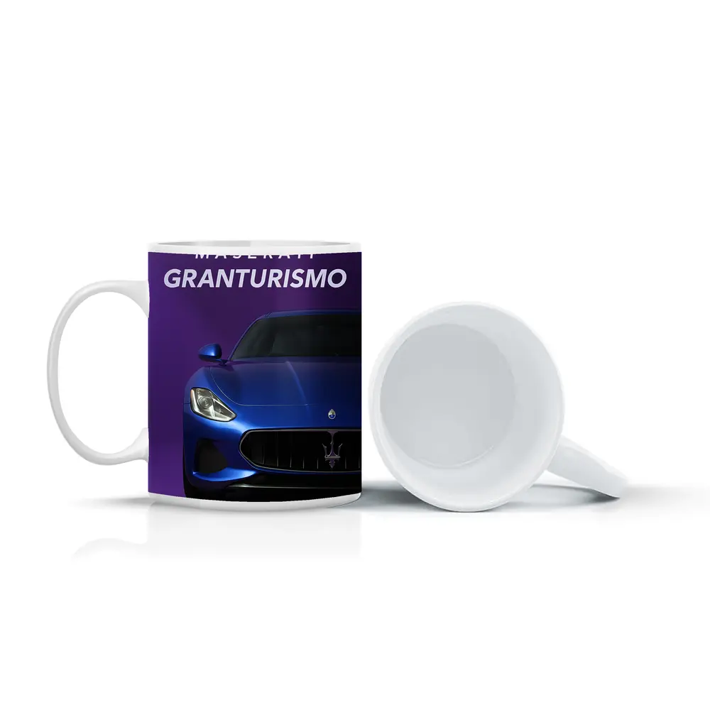 Maserati GranTurismo Blue On Purple Background – Mugs