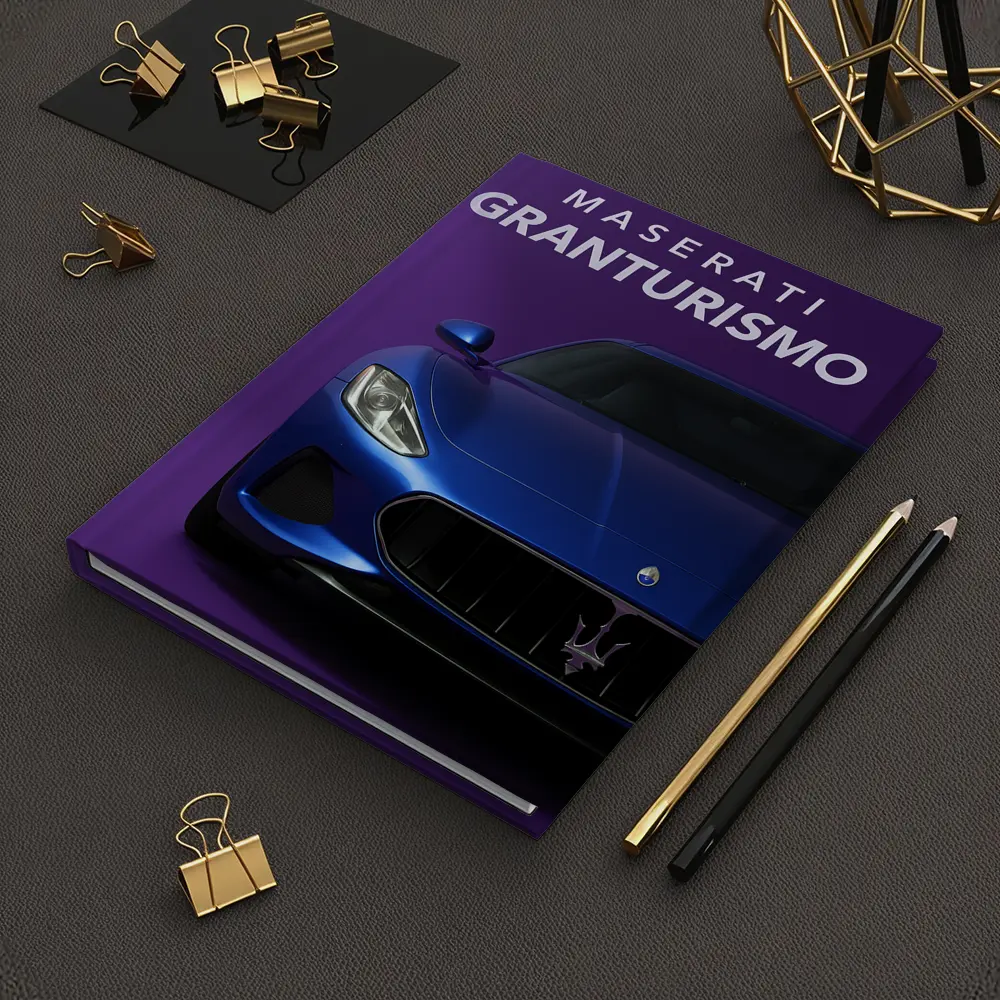 Maserati GranTurismo Blue On Purple Background – Notebooks
