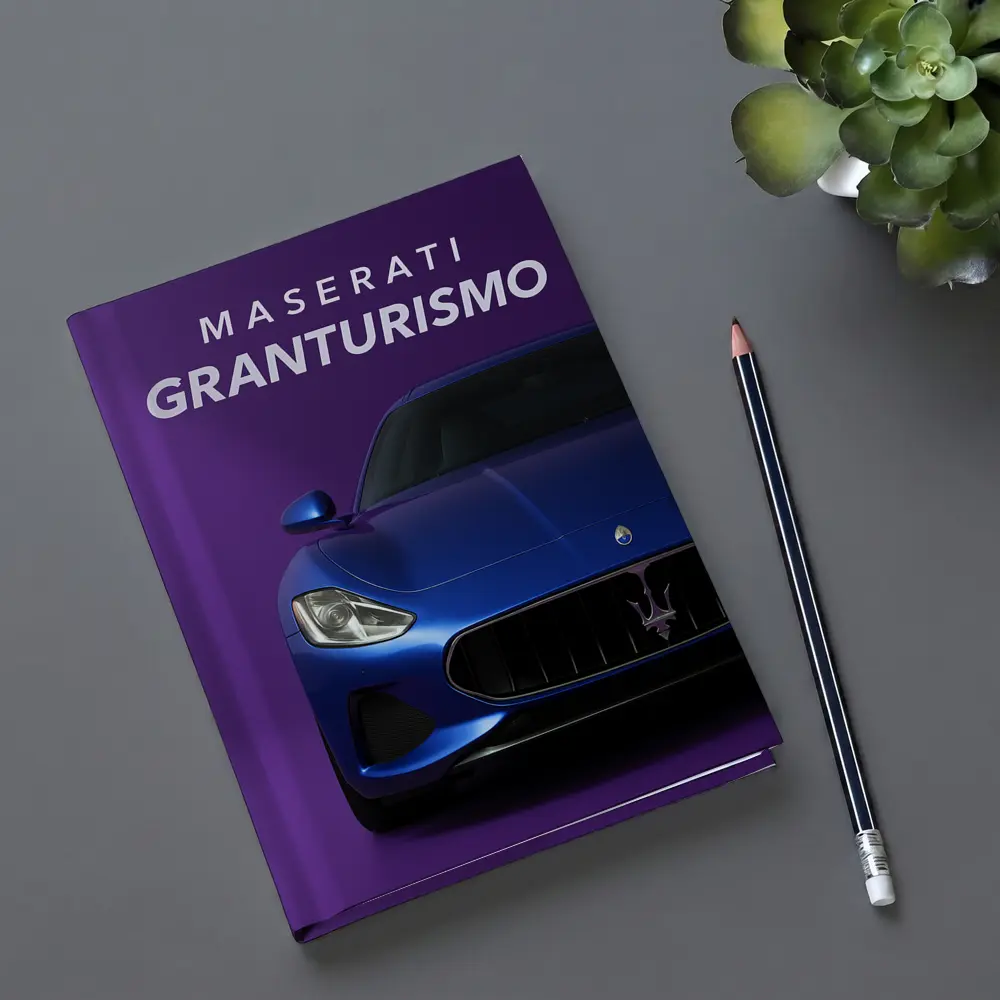 Maserati GranTurismo Blue On Purple Background – Notebooks