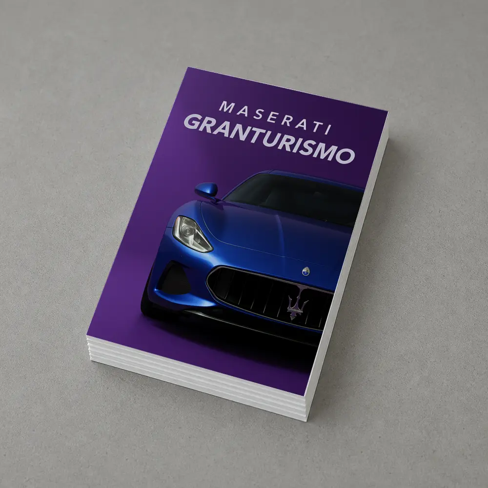 Maserati GranTurismo Blue On Purple Background – Postcards