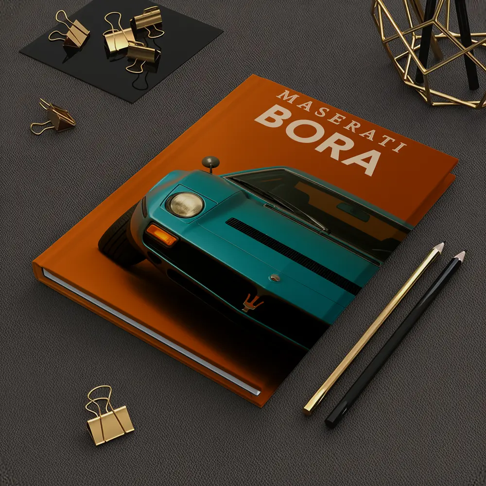 Maserati Bora Classic Car Orange Background – Notebooks