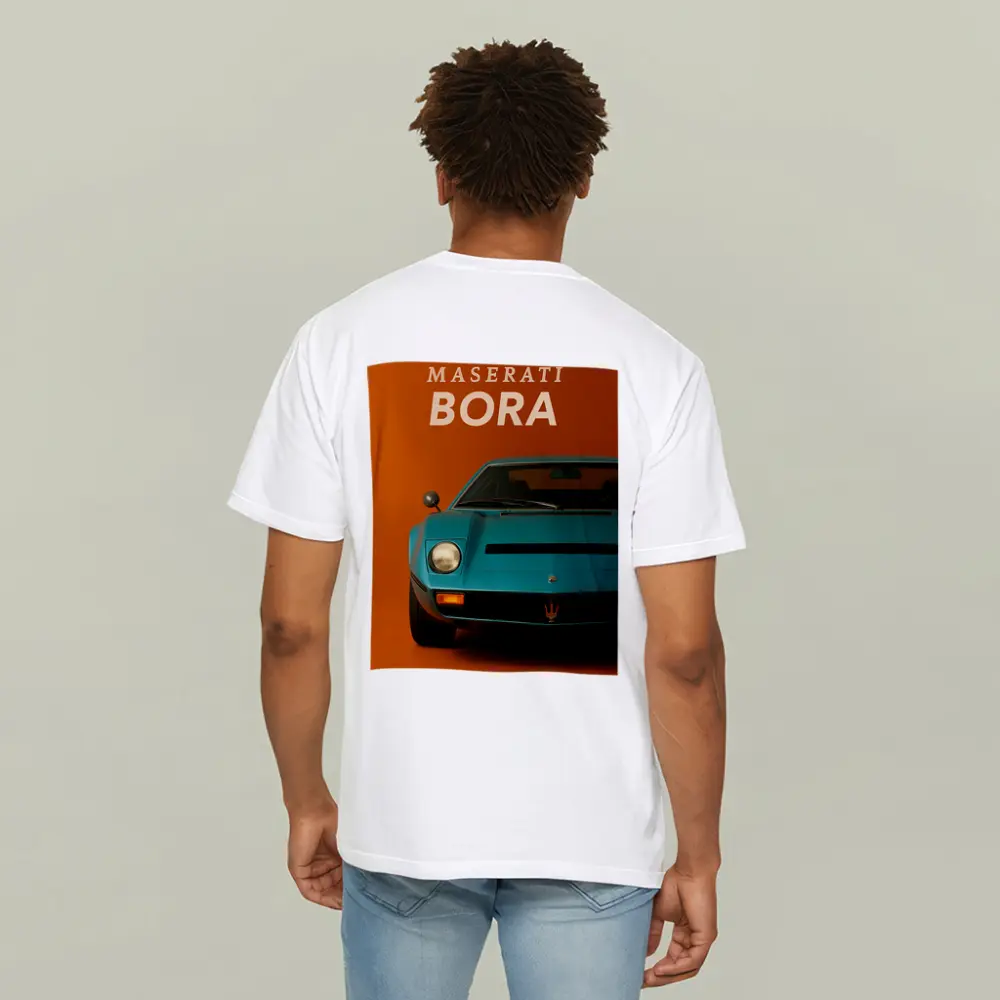 Maserati Bora Classic Car Orange Background – T-Shirts