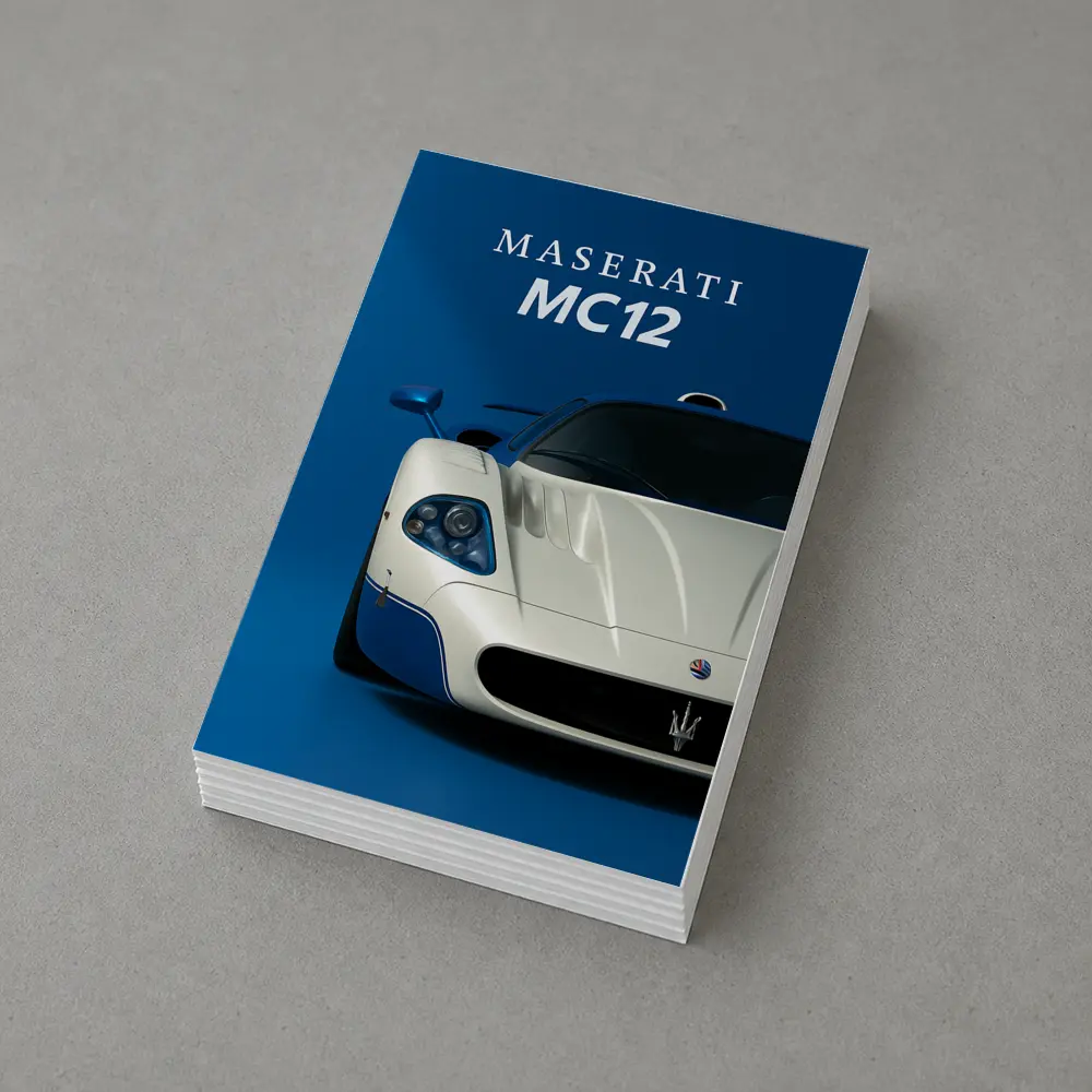 Maserati MC12 White Blue Background Art – Postcards