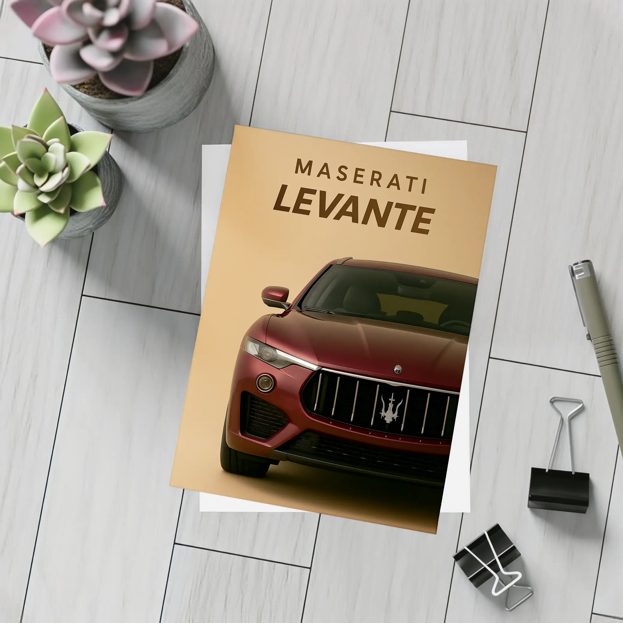 Maserati Levante SUV Deep Red Front View – Postcards
