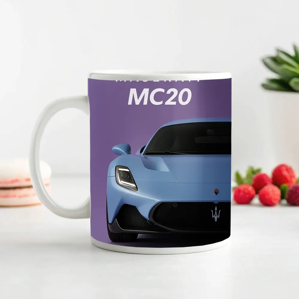 Maserati MC20 Supercar Purple Studio Background – Mugs
