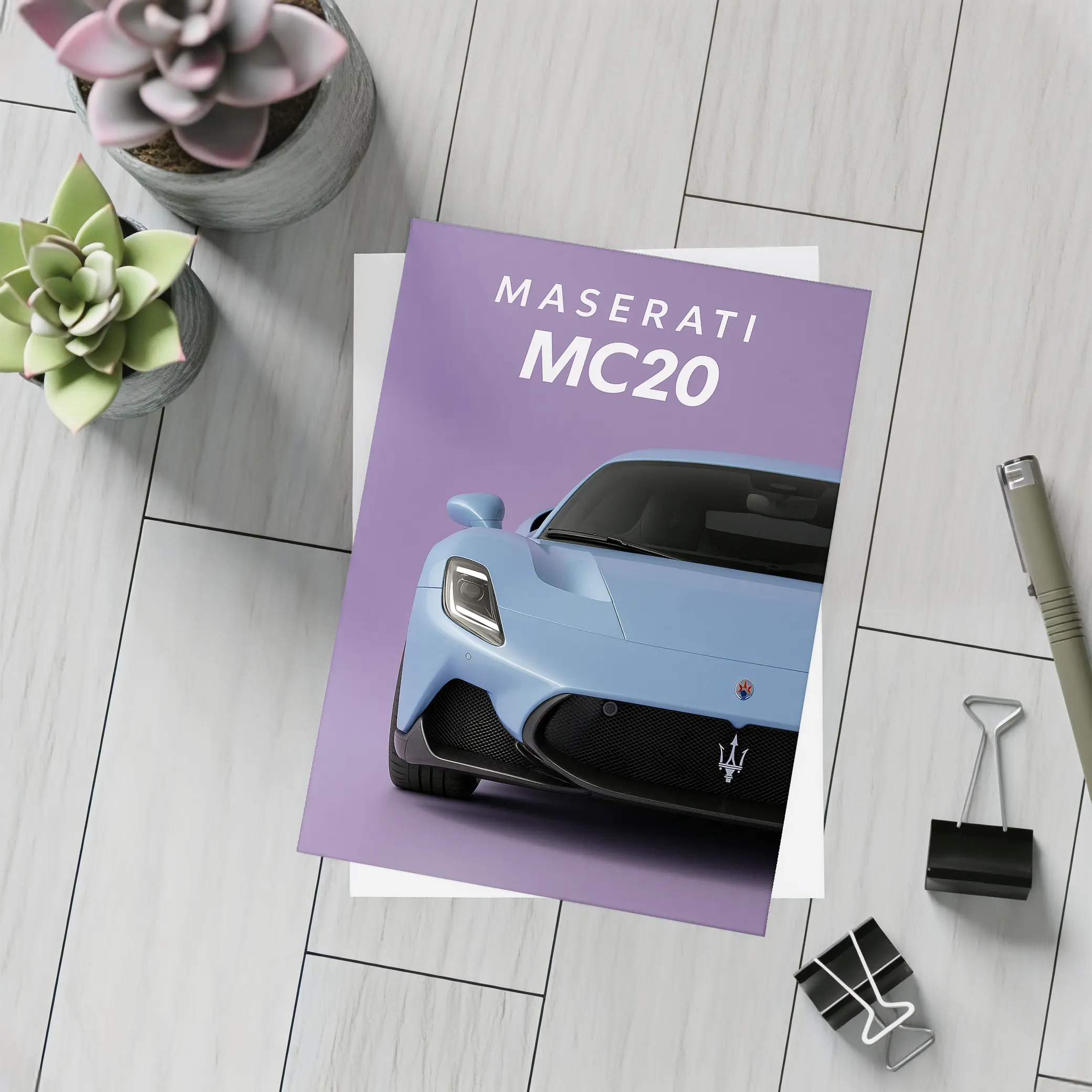 Maserati MC20 Supercar Purple Studio Background – Postcards