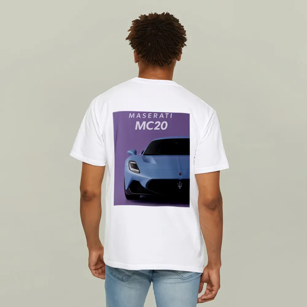 Maserati MC20 Supercar Purple Studio Background – T-Shirts