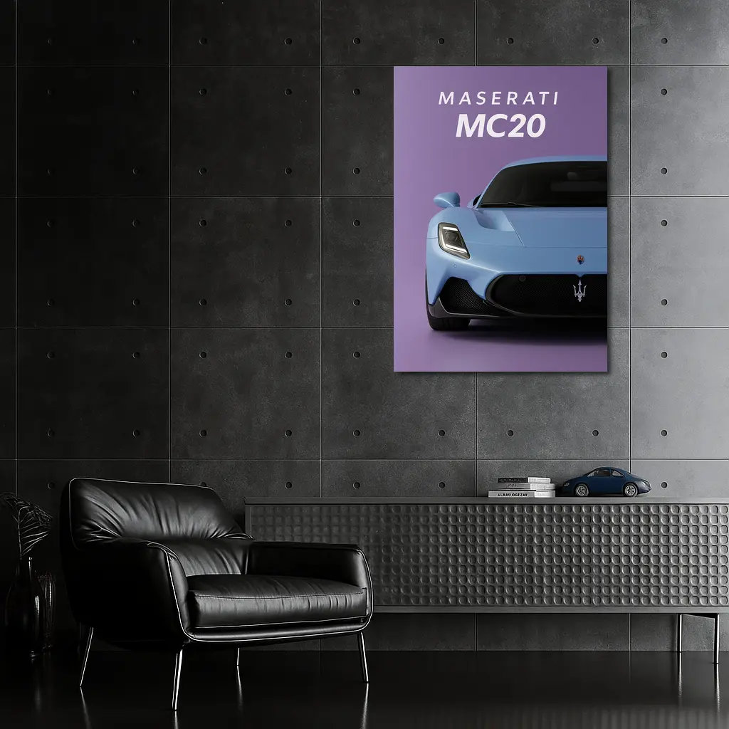 Maserati MC20 Supercar Purple Studio Background – Wall Art