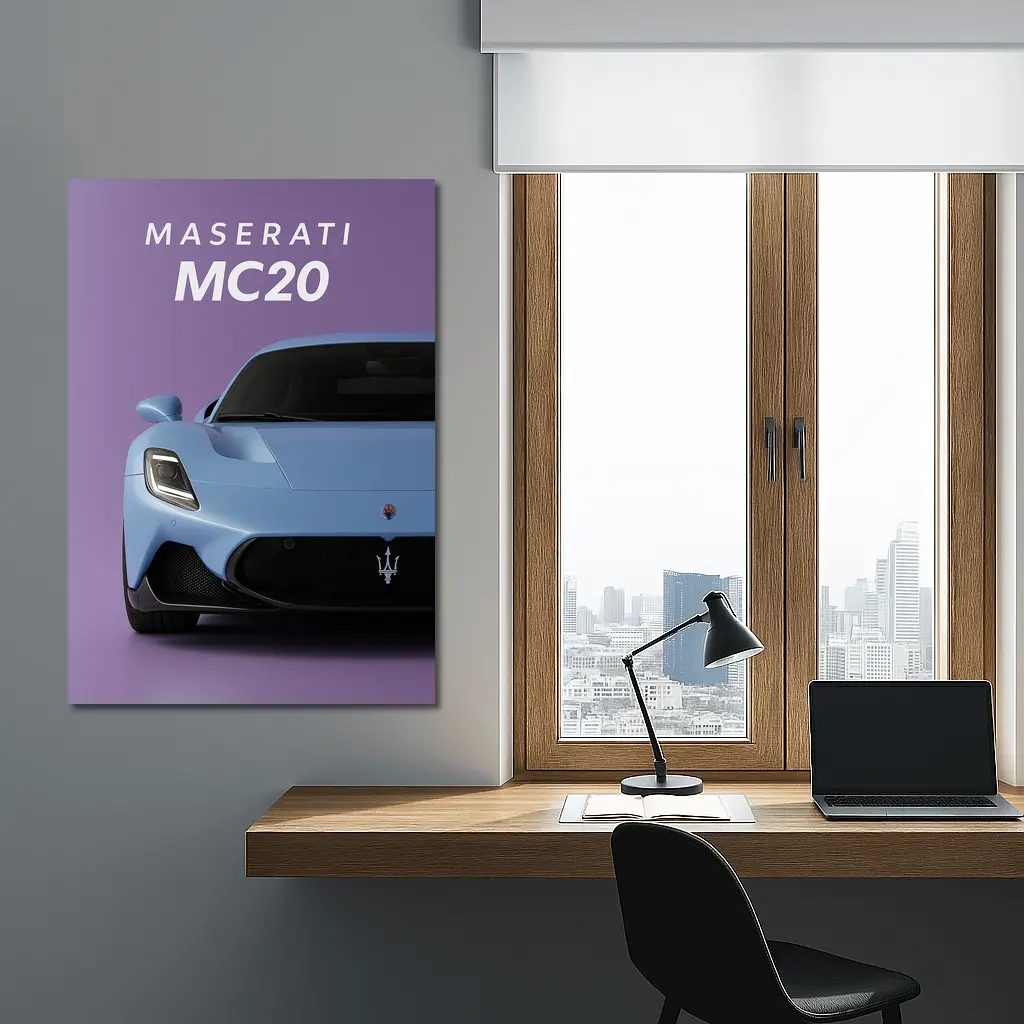 Maserati MC20 Supercar Purple Studio Background – Wall Art