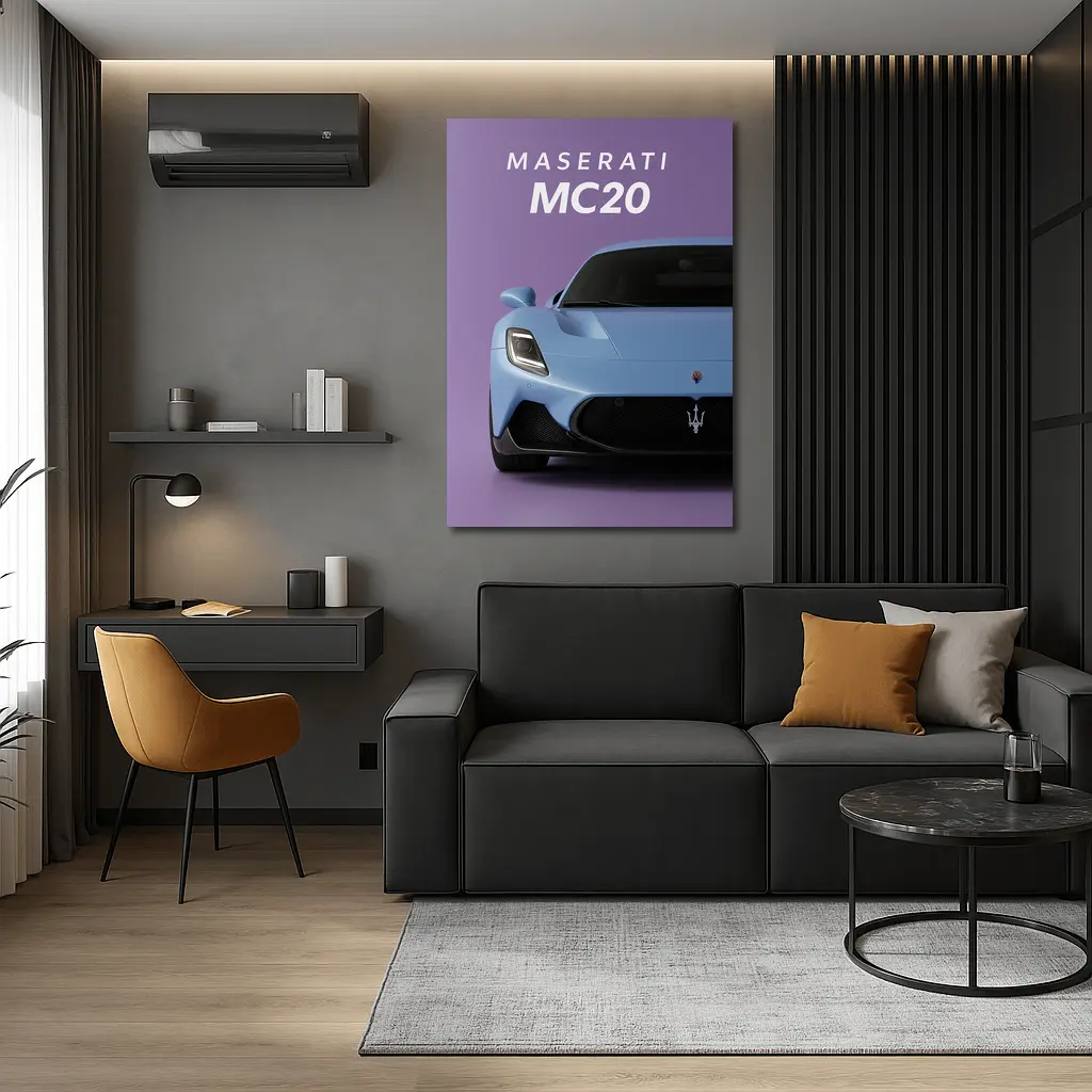 Maserati MC20 Supercar Purple Studio Background – Wall Art