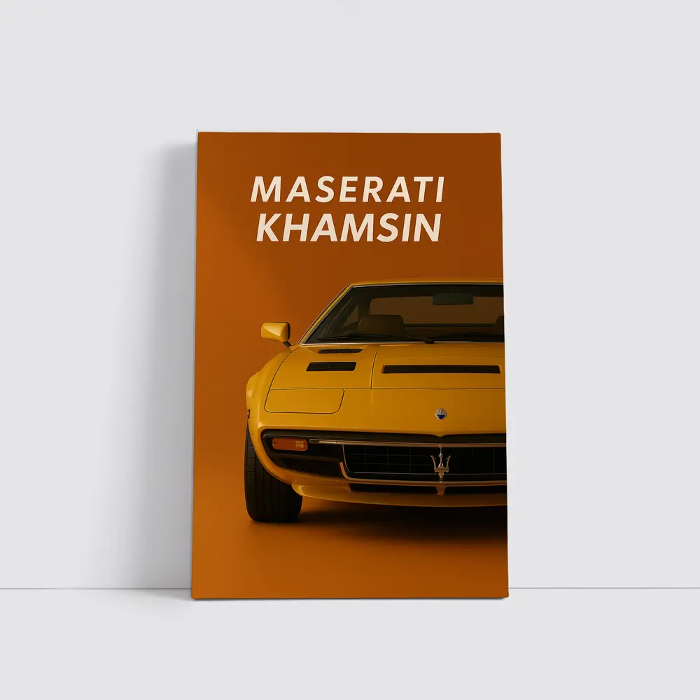 Maserati Khamsin Yellow Classic Car Art – Wall Art