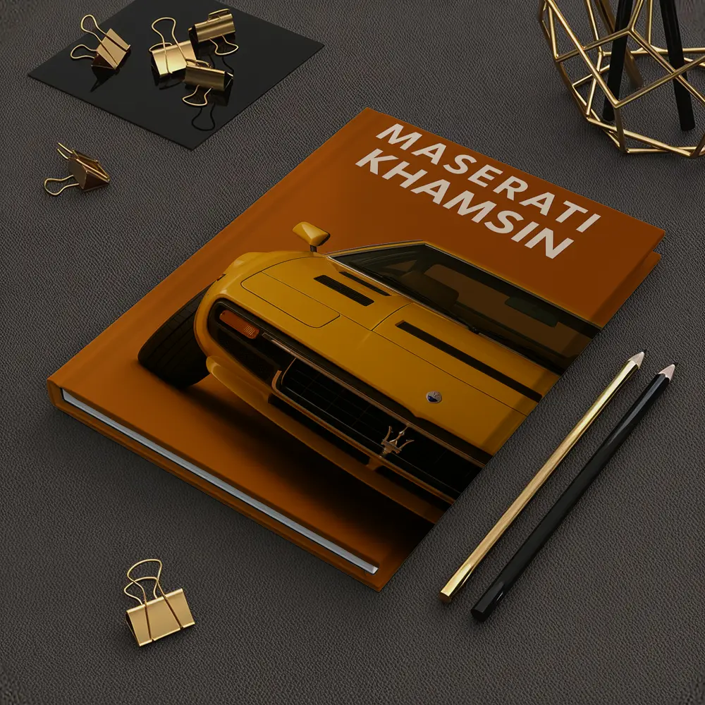 Maserati Khamsin Yellow Classic Car Art – Notebooks