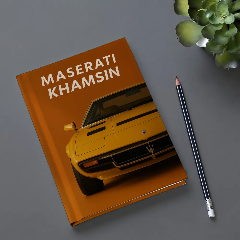 Maserati Khamsin Yellow Classic Car Art – Notebooks