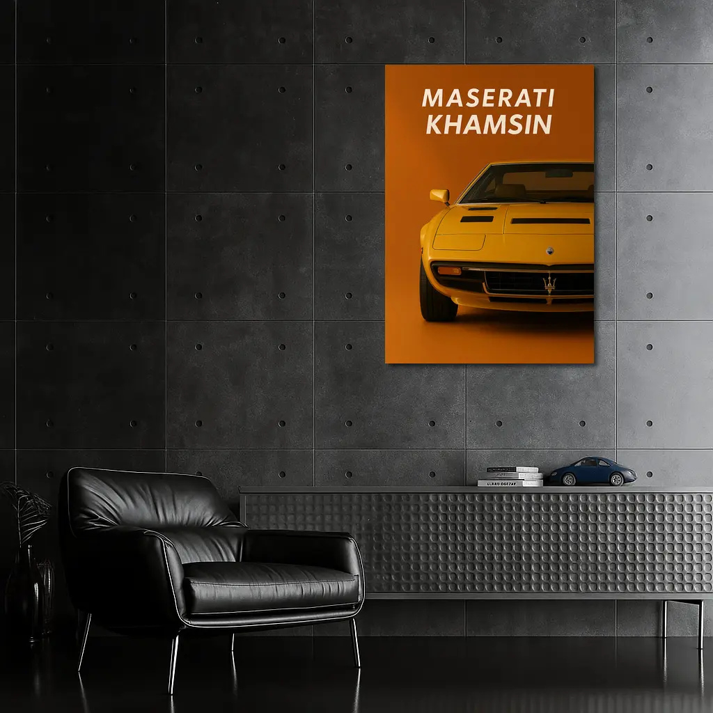 Maserati Khamsin Yellow Classic Car Art – Wall Art