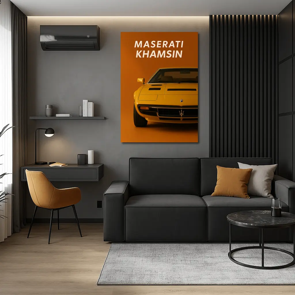 Maserati Khamsin Yellow Classic Car Art – Wall Art