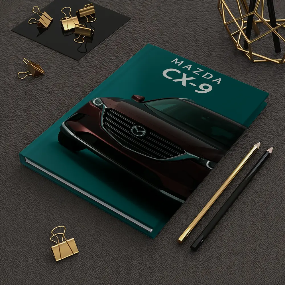 Mazda CX Nine Deep Red Teal Background – Notebooks