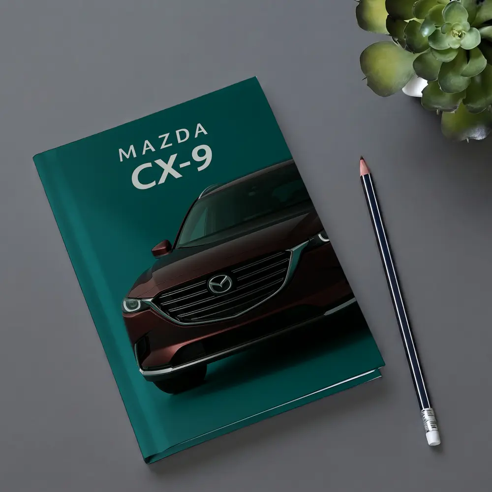 Mazda CX Nine Deep Red Teal Background – Notebooks