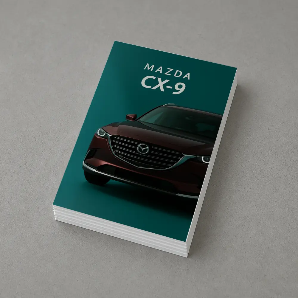Mazda CX Nine Deep Red Teal Background – Postcards
