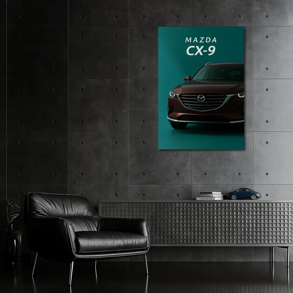 Mazda CX Nine Deep Red Teal Background – Wall Art