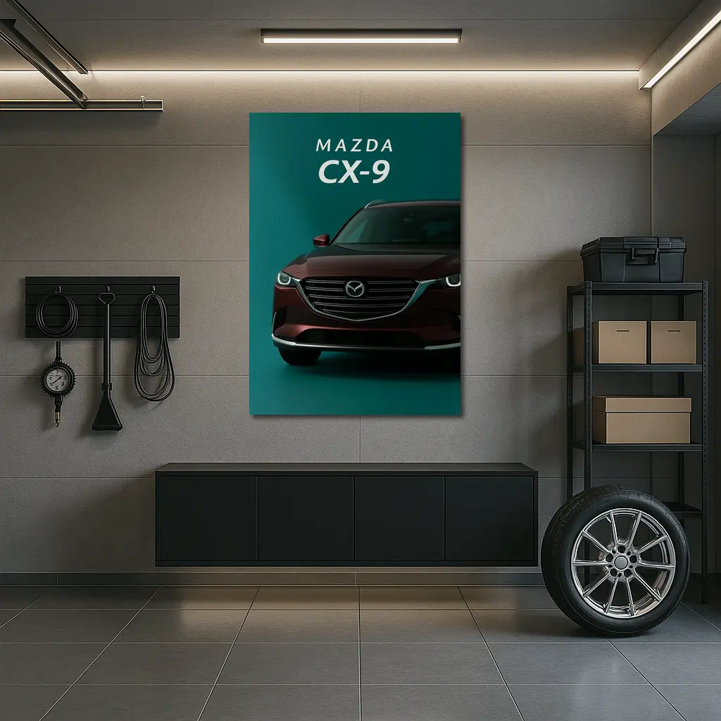 Mazda CX Nine Deep Red Teal Background – Wall Art