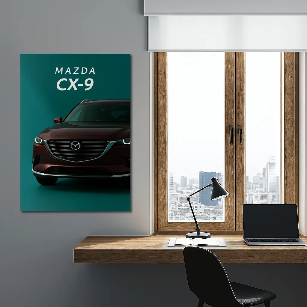 Mazda CX Nine Deep Red Teal Background – Wall Art
