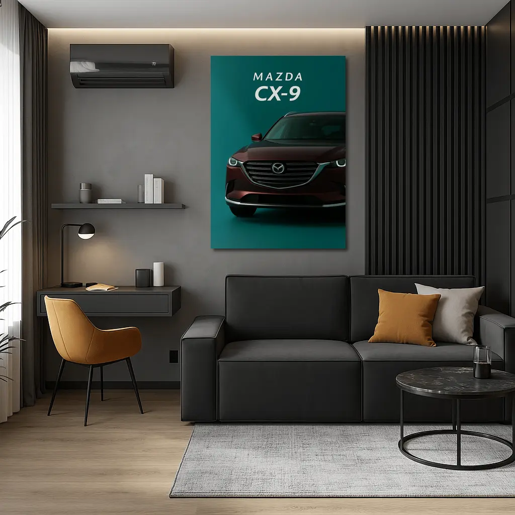 Mazda CX Nine Deep Red Teal Background – Wall Art