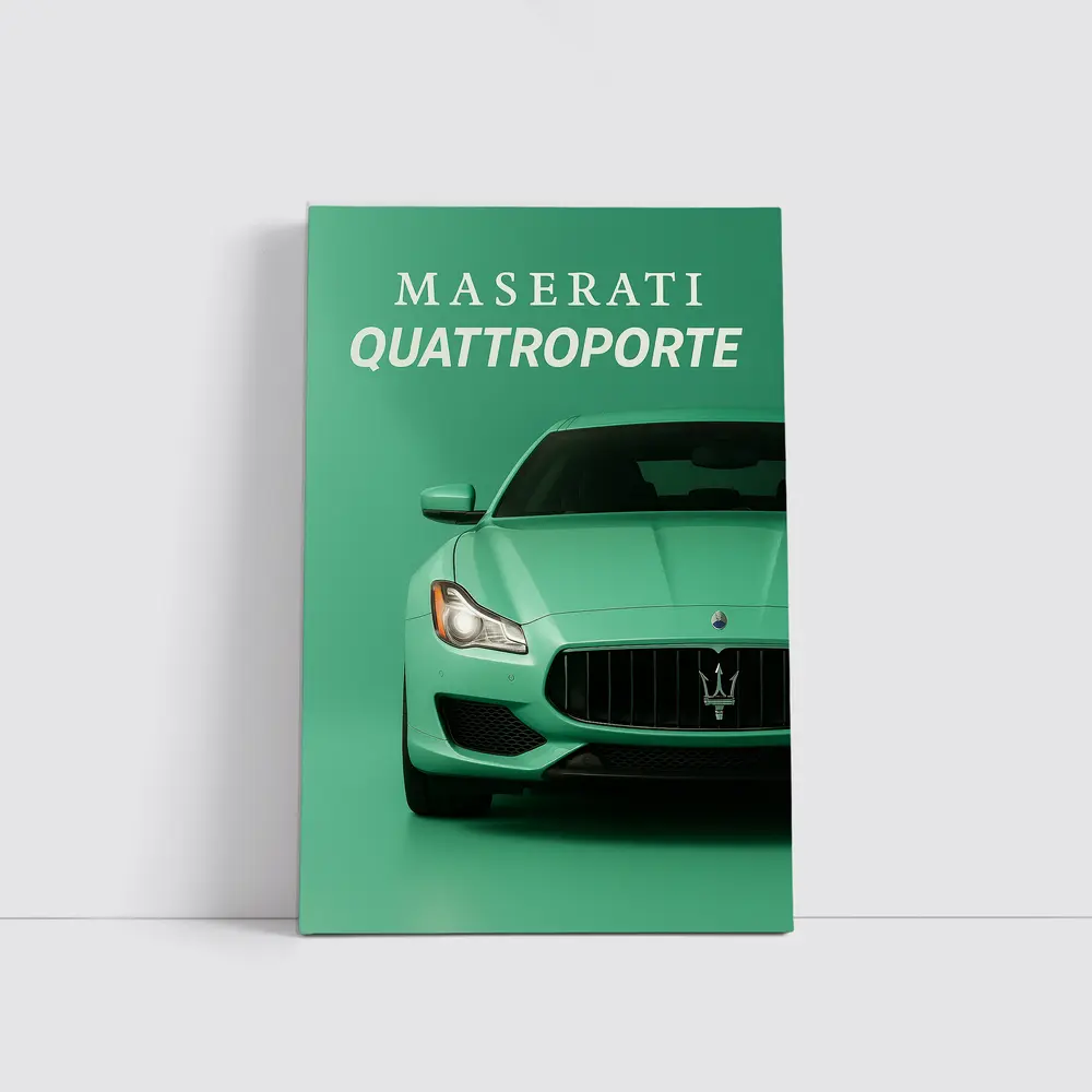 Maserati Quattroporte Mint Green Front View – Wall Art